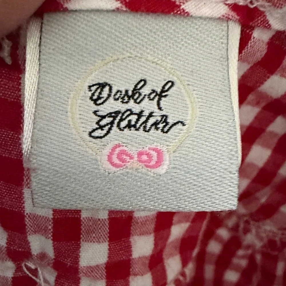 Dash of Glitter Red Gingham Dress Girl S/2T Gingerbread Christmas‎ Gathered